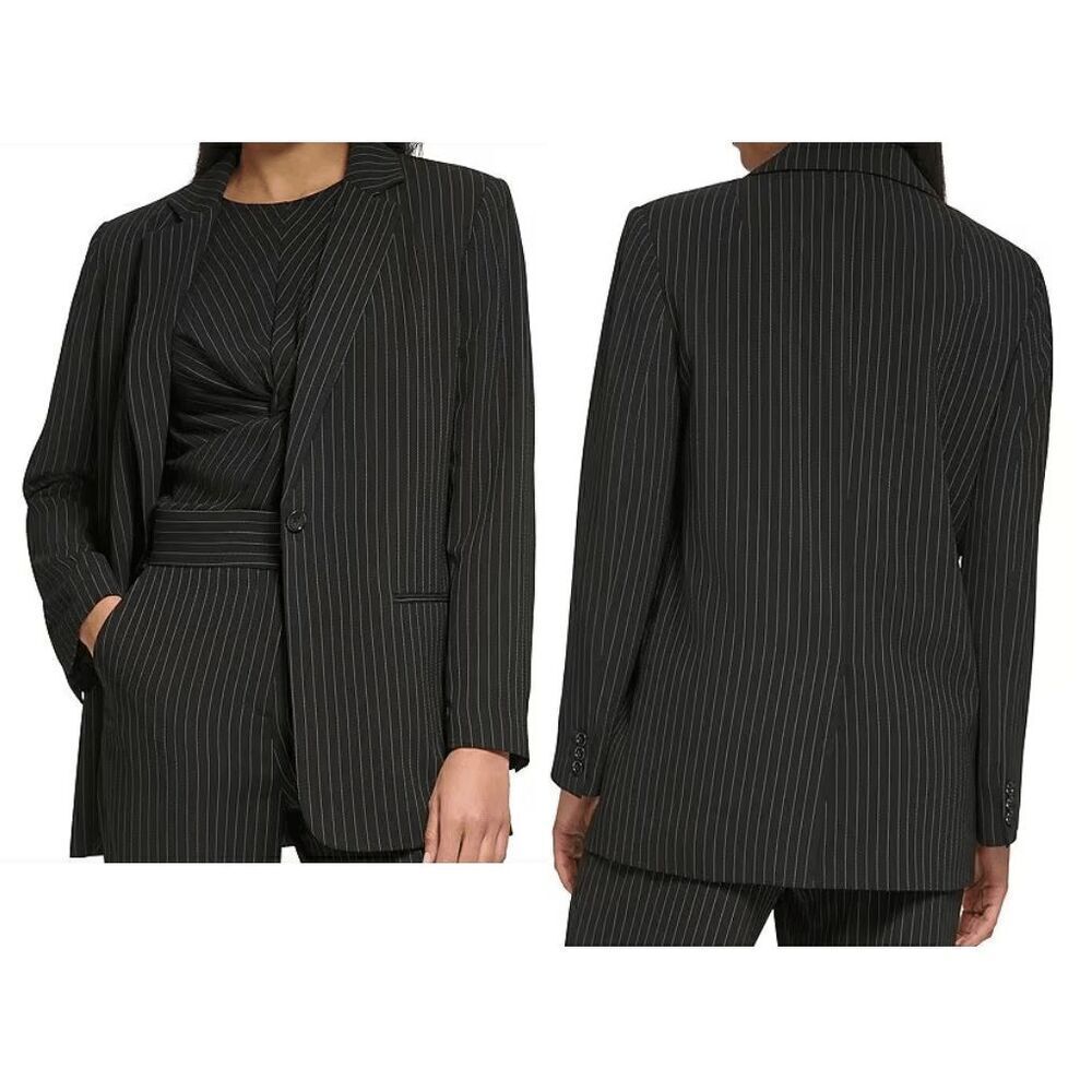 DKNY Black Pinstripe Blazer